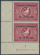 ALLGEMEINE-AUSGABEN 233IDZ , 1949, 24 Pf. 3. Volkskongreß, Aufdruck-Type I, Mit Druckereizeichen Im Senkrechten Paar Aus - Sonstige & Ohne Zuordnung