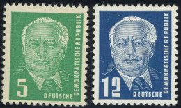 DDR 322a,323bXII , 1952/3, 5 Pf. Smaragdgrün Und 12Pf. Dunkelblau, Wz. 2XII, Postfrisch, 2 Prachtwerte, Gepr. Dr. Rusche - Autres & Non Classés