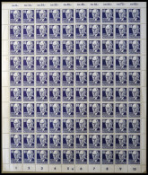 DDR 339vaXI , 1952, 80 Pf. Thälmann, Gestrichenes Papier, Wz. 2XI, Im Bogen (100), Dabei 2x Plattenfehler 339PFIII (Feld - Gebruikt