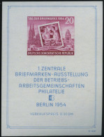 DDR Bl. 10III , 1954, Block Briefmarken-Ausstellung Mit Abart Punkt über Rechtem Oberem Block-Einfassungsornament, Prach - Autres & Non Classés