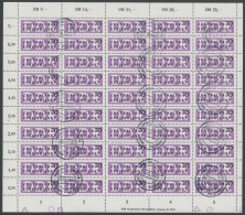 DIENSTMARKEN B D 9 O, 1956, 70 Pf. Mitttelviolettpurpur/schwarz Im Bogen (50) Mit Ungültig-Stempeln, Feld 39 Mit Abart,  - Other & Unclassified