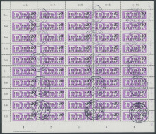 DIENSTMARKEN B D II O, Nicht Ausgegeben: 1957, 20 Pf. Mittelviolettpurpur Im Bogen (50) Mit Ungültig-Stempeln, Mit Druck - Sonstige & Ohne Zuordnung