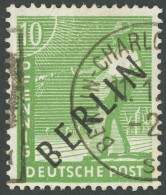 BERLIN 4AF IX O, 1948, 10 Pf. Schwarzaufdruck, Aufdruckfehler B Ausgebrochen, Pracht, Gepr. Schlegel, Mi. 75.- - Altri & Non Classificati