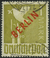 BERLIN 33 O, 1949, 1 M. Rotaufdruck, Leichte Knitterspuren Sonst Pracht, Gepr. Schlegel, Mi. 550.- - Usati