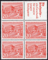 ZUSAMMENDRUCKE H-Bl. 5 , 1952, Heftchenblatt 20 Pf. Bauten, Ohne Rand, Heftchenzähnung, Pracht, Mi. 180.- - Se-Tenant