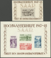 SAARLAND Bl. 1/2 , 1948, Blockpaar Hochwasserhilfe, Postfrisch, Pracht, Ohne Die üblichen Druckstellen!, Gepr. Hoffmann  - Andere & Zonder Classificatie