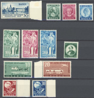 BADEN 46I-57 , 1949, Konstanz I - UPU, 12 Postfrische Prachtwerte, Mi. 161.50 - Other & Unclassified