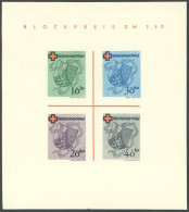 RHEINLAND PFALZ Bl. 1I/III , 1949, Block Rotes Kreuz, Type III: Blauer Fleck Mitte Unten Und Violetter Strich Oben Links - Autres & Non Classés
