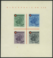 RHEINLAND PFALZ Bl. 1I/V , 1949, Block Rotes Kreuz, Type V: Roter Querbalken Des B In Blockpreis Verdickt, Pracht, Mi. 1 - Autres & Non Classés