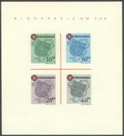 WÜRTTEMBERG Bl. 1I/III , 1949, Block Rotes Kreuz, Type III: Zwei Blaue Schräglinien Rechts Von Der 30, Pracht, Gepr. D.  - Sonstige & Ohne Zuordnung