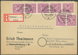 AMERIK. U. BRITISCHE ZONE 23A BRIEF, 1946, 12 Pf. Dunkelpurpur, 7-mal Auf Portogerechtem Einschreibbrief Mit Provisorisc - Otros & Sin Clasificación