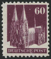 AMERIK. U. BRITISCHE ZONE 93IXB , 1948, 60 Pf. Dunkelbraunlila, Type I, Wz. 1X, Gezähnt L 11, Normale Zähung, Pracht, Mi - Sonstige & Ohne Zuordnung