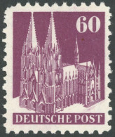 AMERIK. U. BRITISCHE ZONE 93IIIaWB , 1949, 60 Pf. Dunkelbraunlila, Type III, Wz. 1W, Gezähnt L 11, Postfrisch, üblich Ge - Otros & Sin Clasificación