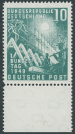 BUNDESREPUBLIK 111I , 1949, 10 Pf. Bundestag Mit Abart Punkt Rechts Im Querbalken Des T In Deutsche, Unterrandstück, Fal - Ungebraucht