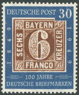 BUNDESREPUBLIK 115I , 1949, 30 Pf. 100 Jahre Briefmarken Mit Abart 0 In Der Wertangabe 30 Beschädigt, Postfrisch, Pracht - Autres & Non Classés