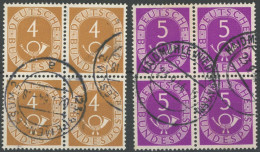 BUNDESREPUBLIK 124/5 VB O, 1951, 4 Und 5 Pf. Posthorn, Je Im Viererblock, Pracht - Autres & Non Classés