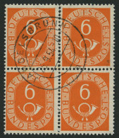 BUNDESREPUBLIK 126 VB O, 1951, 6 Pf. Posthorn Im Viererblock, Pracht, Mi. (280.-) - Usati