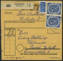 BUNDESREPUBLIK 132 Paar BRIEF, 1954, 30 Pf. Posthorn Im Waagerechten Paar Als Mehrfachfrankatur Auf Paketkarte Aus JANDE - Covers & Documents