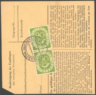 BUNDESREPUBLIK 138 BRIEF, 1954, 90 Pf. Posthorn Im Senkrechten Paar Rückseitig Als Mehrfachfrankatur Auf Schnell-Paketka - Other & Unclassified