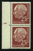 BUNDESREPUBLIK 186yDZ , 1960, 25 Pf. Heuss Lumogen Im Senkrechten Randpaar Mit Druckereizeichen 1, Pracht, Mi 317.- - Nuevos