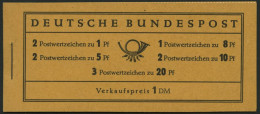 MARKENHEFTCHEN MH 4Xv , 1958, Markenheftchen Heuss/Ziffer, Deckel Dunkelchromgelb, Pracht, Mi. 100.- - Sonstige & Ohne Zuordnung