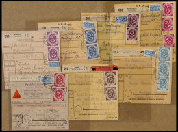 LOTS 1954, 7 Paketkarten Posthorn Mit Verschiedenen Mehrfachfrankaturen (20-60 Und 80 Pf.), Erhaltung Unterschiedlich, M - Altri & Non Classificati
