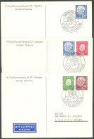 GANZSACHEN PP BRIEF, 1960, 3 Verschiedene Heuss Privat-Luftbrückenkarten Der 74. Cartellversammlung Des CV München, Sond - Autres & Non Classés