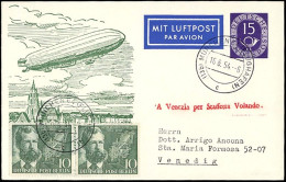 GANZSACHEN PP 4/2 BRIEF, 1954, Privatpostkarte 15 Pf. Posthorn, 40 Jahre Deutsche Luftpost, Mit 20 Pf. Zusatzfrankatur N - Altri & Non Classificati