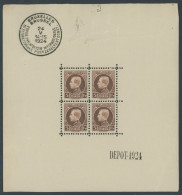 BELGIEN 186KB , 1924, 5 Fr. Internationale Briefmarkenausstellung Im Kleinbogen (4), Leichte Randunebenheiten Sonst Prac - Sonstige & Ohne Zuordnung