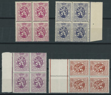 BELGIEN 278/9,299/300 VB , 1930, 60 Und 75 C., 40 Und 70 C. Wappenschild In Viererblocks, Postfrisch, Pracht, Mi. 108.- - Autres & Non Classés