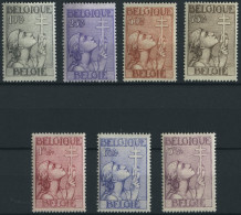 BELGIEN 366-72 , 1933, TBC, Falzrest, Prachtsatz - Ungebraucht