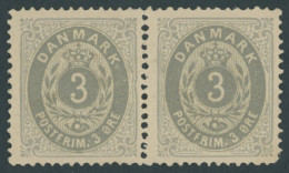 DÄNEMARK 22IYA Paar , 1875, 3 Ø Blaugrau/grau, Im Waagerechten Paar, Postfrisch, Pracht - Otros & Sin Clasificación