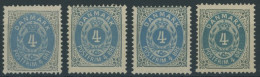 DÄNEMARK 23IYA , 1875, 4 Ø Grau/ultramarin, Gezähnt K 14:131/2, 4 Verschiedene Auflagen, Falzrest, Pracht - Other & Unclassified