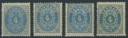 DÄNEMARK 23IYA , 1875, 4 Ø Grau/ultramarin, Gezähnt K 14:131/2, 4 Verschiedene Auflagen, Falzrest, Pracht - Autres & Non Classés