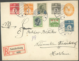 DÄNEMARK 116 BRIEF, 1921, 10 Ø Rotes Kreuz Auf 7 + 3 Ø Ganzsachenumschlag Und 5 Weiteren Werten Auf Dekorativem Einschre - Otros & Sin Clasificación