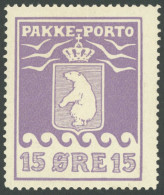 GRÖNLAND - PAKKE-PORTO 8A , 1915, 15 Ø Violett, (Facit P 8I), Falzrest, Pracht - Colis Postaux