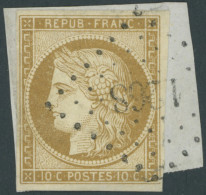 FRANKREICH 1a BrfStk, 1850, 10 C. Gelbbraun, Nummernstempel 1268, Prachtbriefstück, Mi. 400.- - Altri & Non Classificati