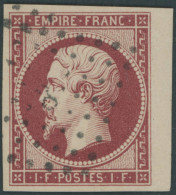 FRANKREICH 17a O, 1853, 1 Fr. Karmin Mit Breitem Rechten Rand, Rückseitige Beschädigung, Bildseitig Dekoratives Kabinett - Sonstige & Ohne Zuordnung