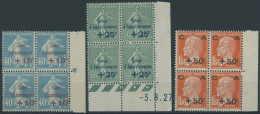 FRANKREICH 226-28 VB , 1927, Staatsschuldentilgungskasse In Randviererblocks, 50 C. Mit Druckdatum, Postfrischer Prachts - Altri & Non Classificati