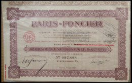 LOTS 1925, PARIS-FONCIER, Dekorative Originalaktie, Mit 35 Dividendencoupons - Autres & Non Classés