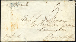 BRITISCHE MILITÄRPOST 1856, Rückseitig Blaugrüner K1 ...POST OFFICE Sowie Vorderseitig Handschrifltich Taxe 3 Auf Feldpo - Usati