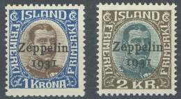 ISLAND 148/9 , 1931, 1 Und 2 Kr. Zeppelin, Postfrisch, Pracht - Andere & Zonder Classificatie
