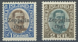 ISLAND 148/9 , 1931, 1 Und 2 Kr. Zeppelin, Postfrisch, Pracht - Other & Unclassified