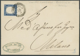 SARDINIEN 12 BRIEF, 1860, 20 C. Blau Mit Stempel BOZZOLO Auf Brief Nach Milano, Pracht - Sardinia