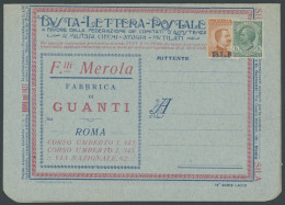 ITALIEN B 129IIa BRIEF, 1922, 20 C. Braunorange, Type II, Mit Blauem Aufdruck B.L.P. Und 5 C. Beifrankatur Auf Ungebrauc - Non Classés