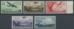 ITALIEN 555-59 , 1936, Flugpost, 5 Postfrische Prachtwerte, Mi. 81.- - Ohne Zuordnung