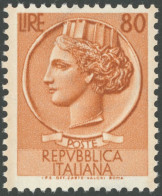 ITALIEN 891 , 1953, 80 L. Orangebraun, Wz. 3, Postfrisch, Pracht, Mi. 120.- - Ohne Zuordnung