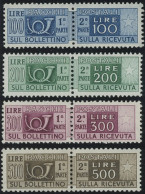 PAKETMARKEN Pa 66-80 , 1946/52, Posthorn/Wertziffer, Wz. 3, Prachtsatz, 300 L. Fotoattest Sorani, Mi. 2500.- - Postal Parcels