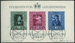 LIECHTENSTEIN Bl. 5 O, 1949, Block Briefmarken-Ausstellung, Ersttags-Sonderstempel, Pracht, Mi. (160.-) - Sonstige & Ohne Zuordnung