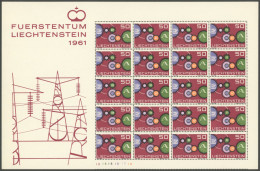 LIECHTENSTEIN 414 , 1961, 50 Rp. Europa, 2. Auflage, Kleinbogen Mit Verzähnung, Sowie Unten Mit Gezähntem Kleinbogenrand - Sonstige & Ohne Zuordnung